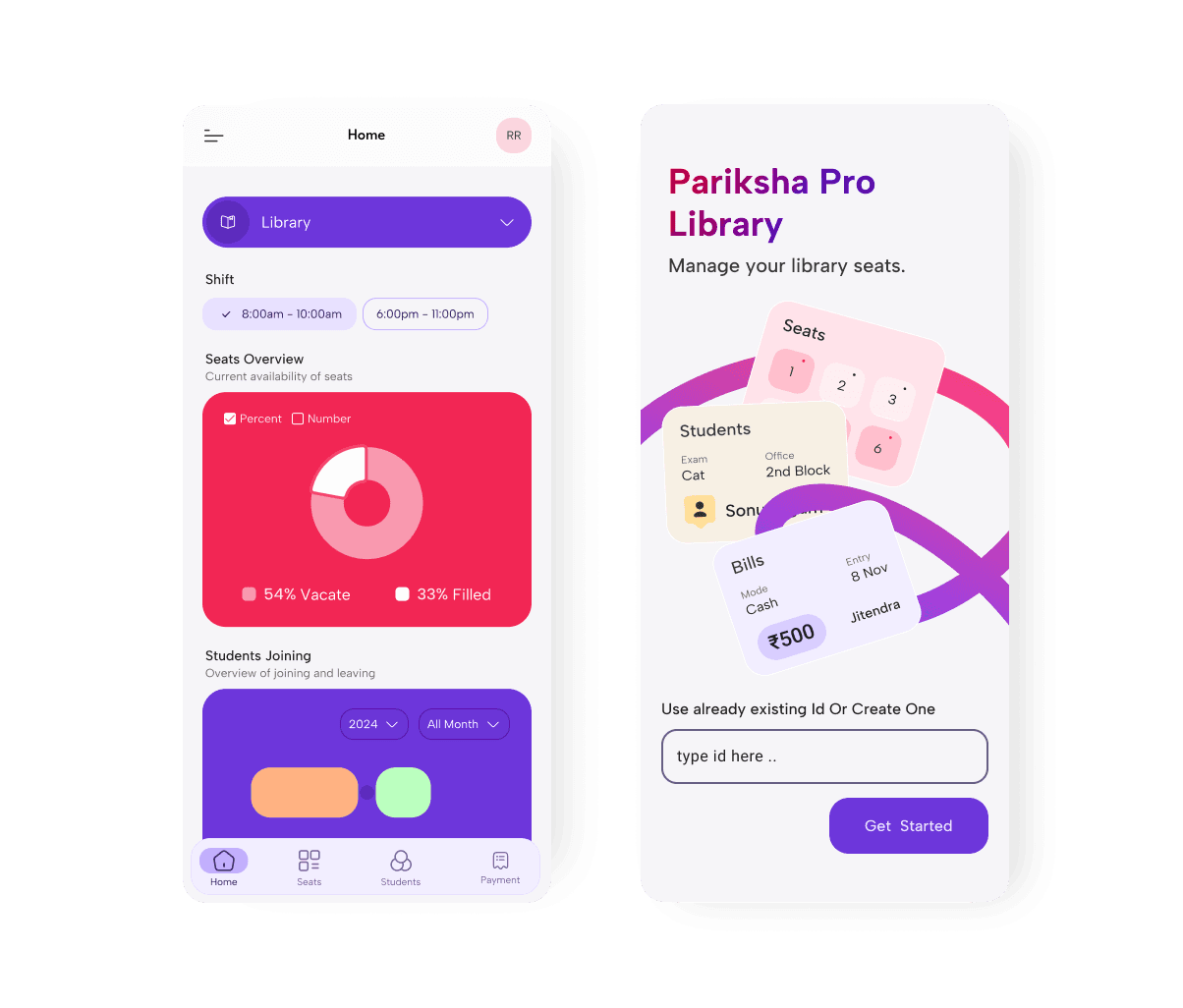 ParikshaPro is an all-in-one library and study center management platform designed to simplify student entry, seat allocation, payments, and invoicing. Automated billing, and powerful analytics.