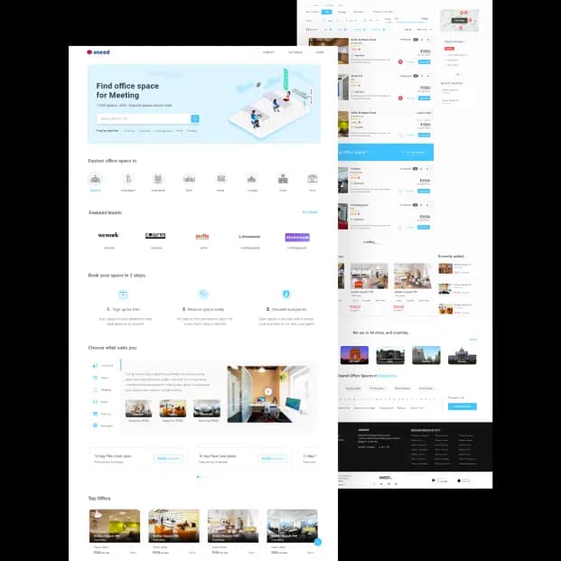 Made in NextJs, Sneed is a platform where you can look for the best coworking spaces, shared office spaces, or workspaces for rent.